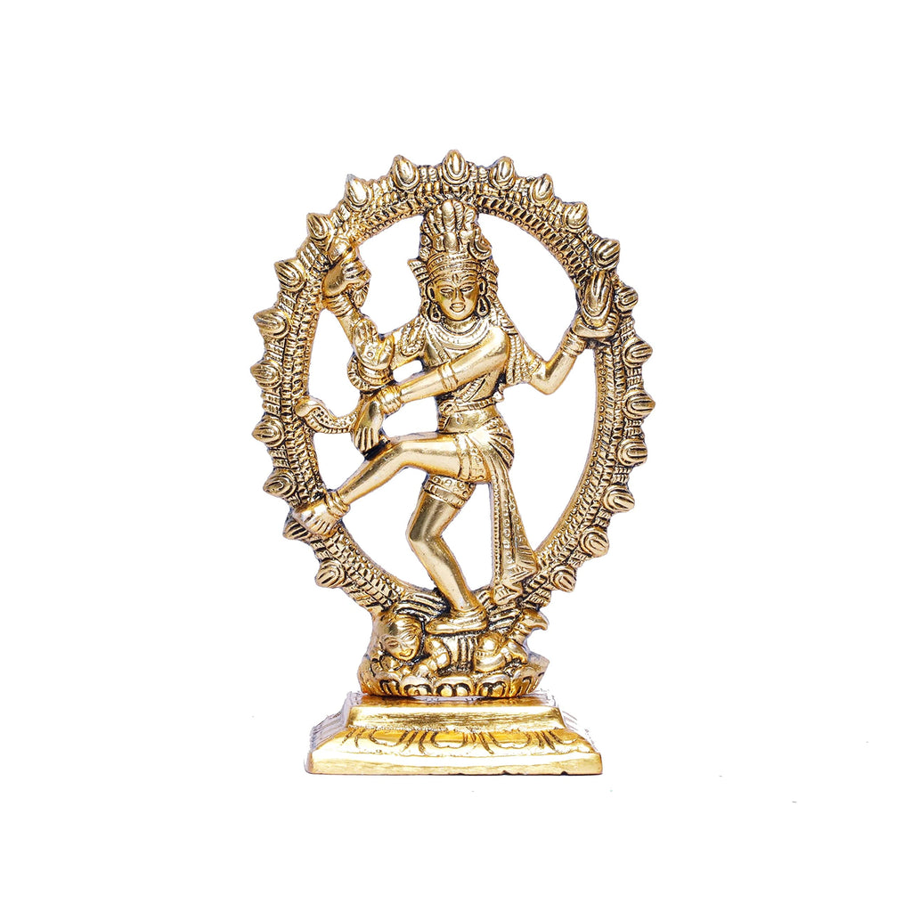 KridayKraft Shiva Idol Metal Statue for Home Decor,Gold Plated Dancing Shiva Natraja/Natrajan (Mahakal Murti) Murti Showpiece Figurine Decorative & Gifts Article...