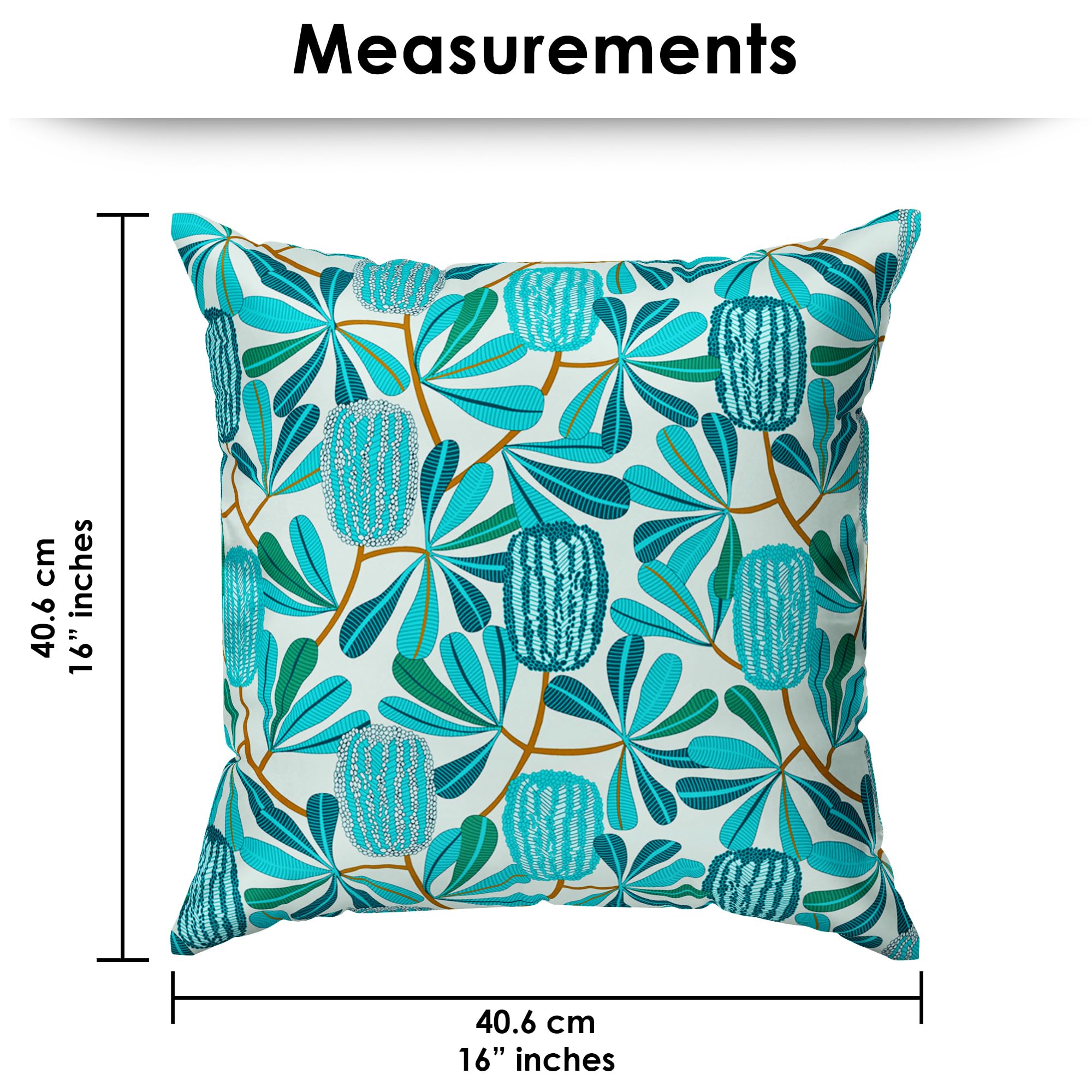 Story@Home Aqua Blue & Teal Abstract Cushion Cover Set of 5 | 16 x 16 Inch| Digital Printed Decorative Pillow Covers | Soft Polyester Cushion Covers for Sofa, Couch, Living Room & Bedroom Decor
