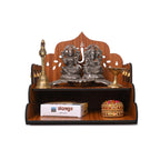 Gojeeva Engineered Wood Hand Crafted Ganesh Ji Pattern Home Temple for Puja Temple for Home and Office l Puja Stand l Wooden Mandir, Puja Shelve, Designer Wooden Shelve for Office (Brown) (Pack of 1)