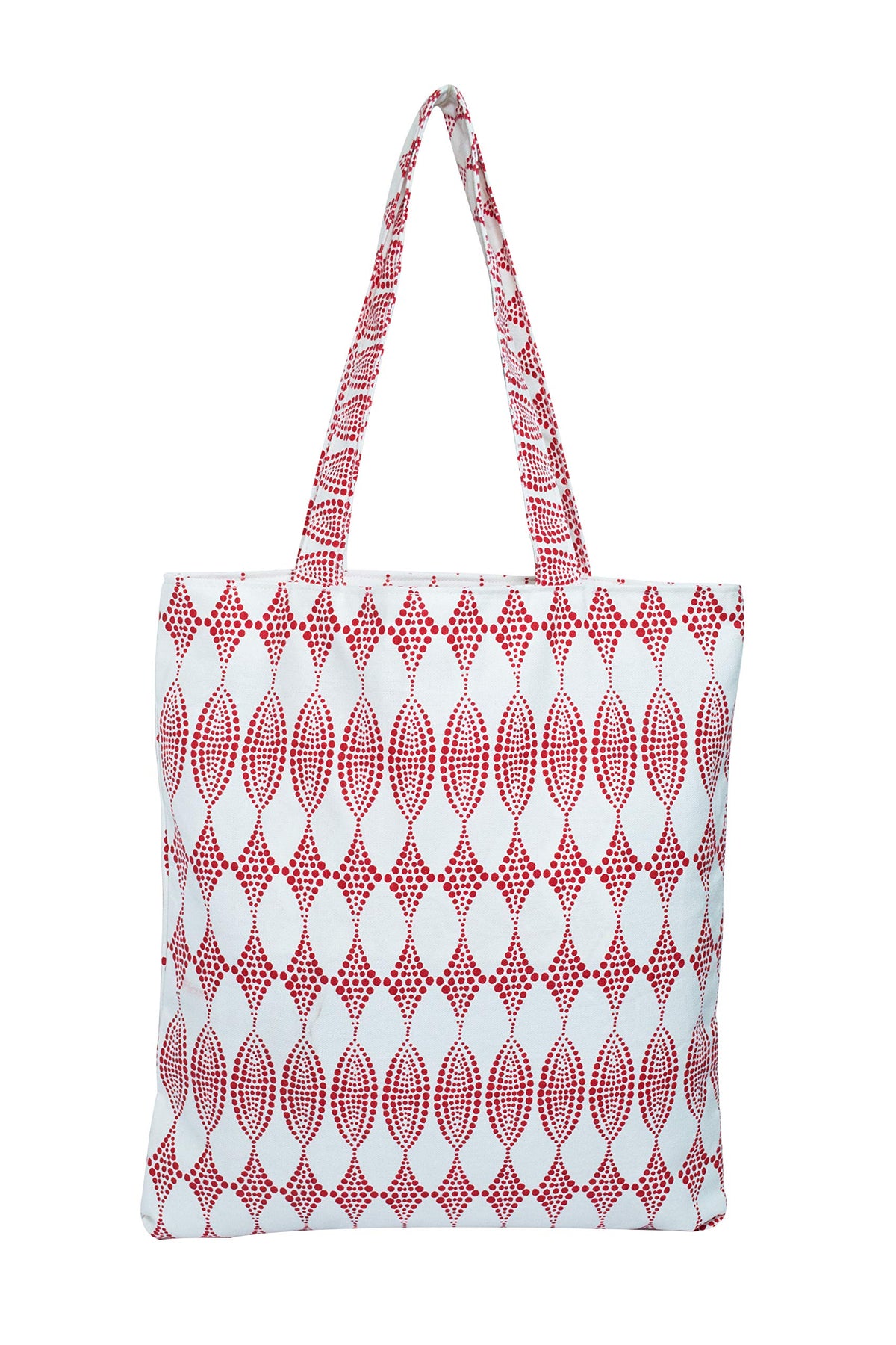 AQVA Printed Soft Cotton Canvas Tote Bag for Women | Trendy Stylish Multipurpose Handbag with Zipper | Shoulder Bag for Shopping, Grocery, Travel, Beach & Work | Ditto, Red