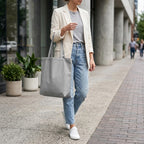 Canvas Cotton Tote Bag for Women & Men | 36x37x11 cm Reusable Shopping Grocery Bags | Eco Friendly Shoulder Carry Handbags for Office Travel College Daily Use (Gray)