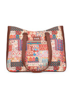 ZOUK Kutch Gamthi Getaway Handbag | Jute | Vegan Leather Handcrafted Tote Bag | Multicolor
