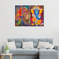 VIBECRAFTS Beautiful Shree Ganesha 4 Pieces Canvas Wall Painting Fitted With Wooden Frame For Home | Office | Living Room | Gift(PTVC4Pcs1_13528)