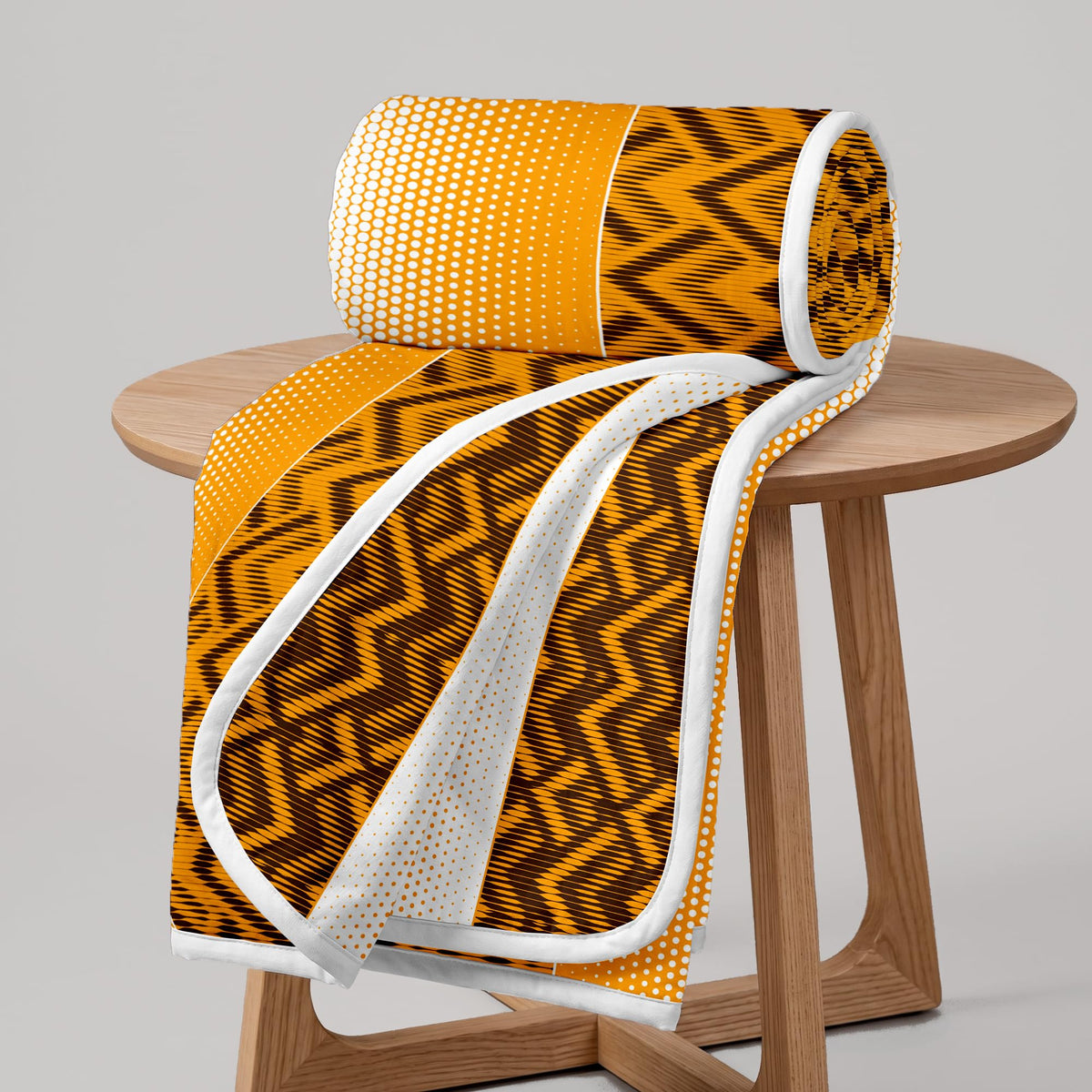 Divine Casa 120 GSM Microfiber Double Dohar | Soft & Lightweight Throw Blanket | Cozy & Breathable | All-Season Comfort | 220 x 205 CM | Chevron Pattern | Orange Chevron Kafalo