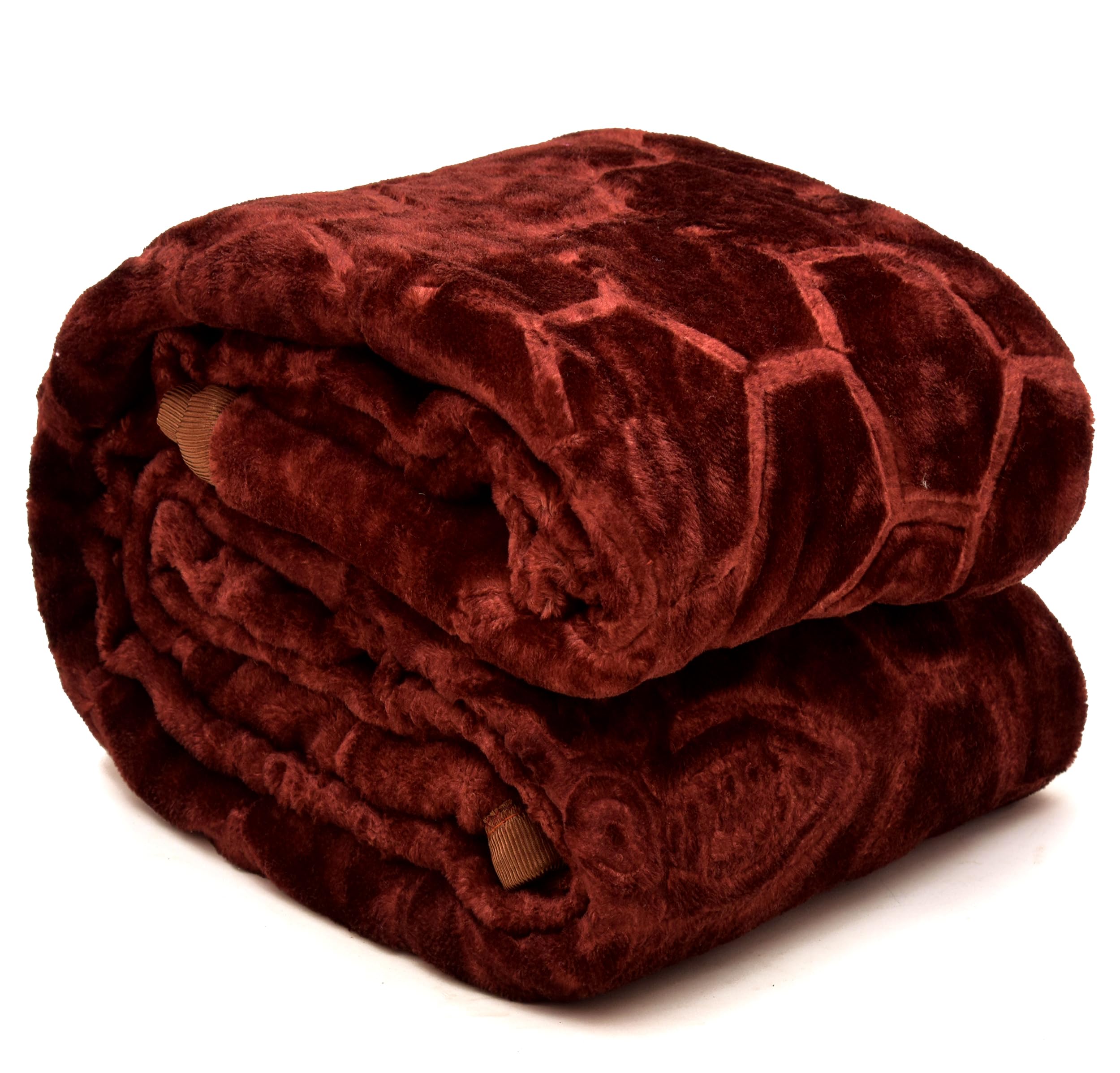 BENAVJI Mink Floral Embossed Super Soft AC Bed Velvet for Winter Blanket (Single, Brown) Kafalo
