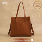 Urban Space Vegan Leather Women Tote Bag with Laptop compartment, Handbag for Work, Ladies purse, Stylish Shoulder Bag, Laptop ipad Tote Bags For Office Use, Gift for Women (Adele Tan)