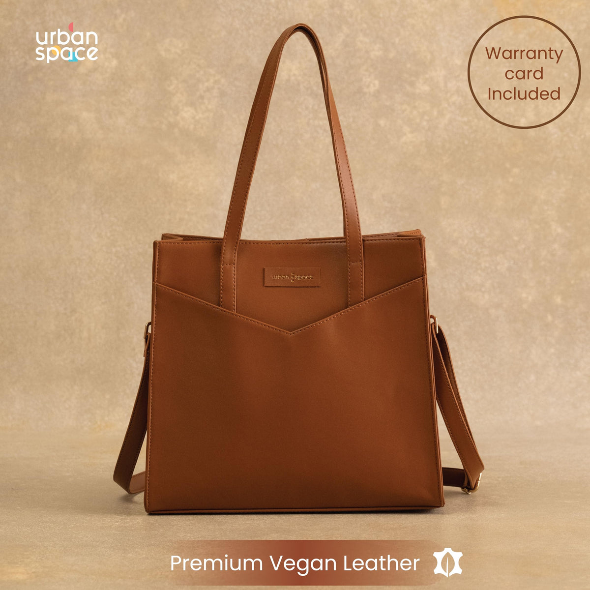 Urban Space Vegan Leather Women Tote Bag with Laptop compartment, Handbag for Work, Ladies purse, Stylish Shoulder Bag, Laptop ipad Tote Bags For Office Use, Gift for Women (Adele Tan)