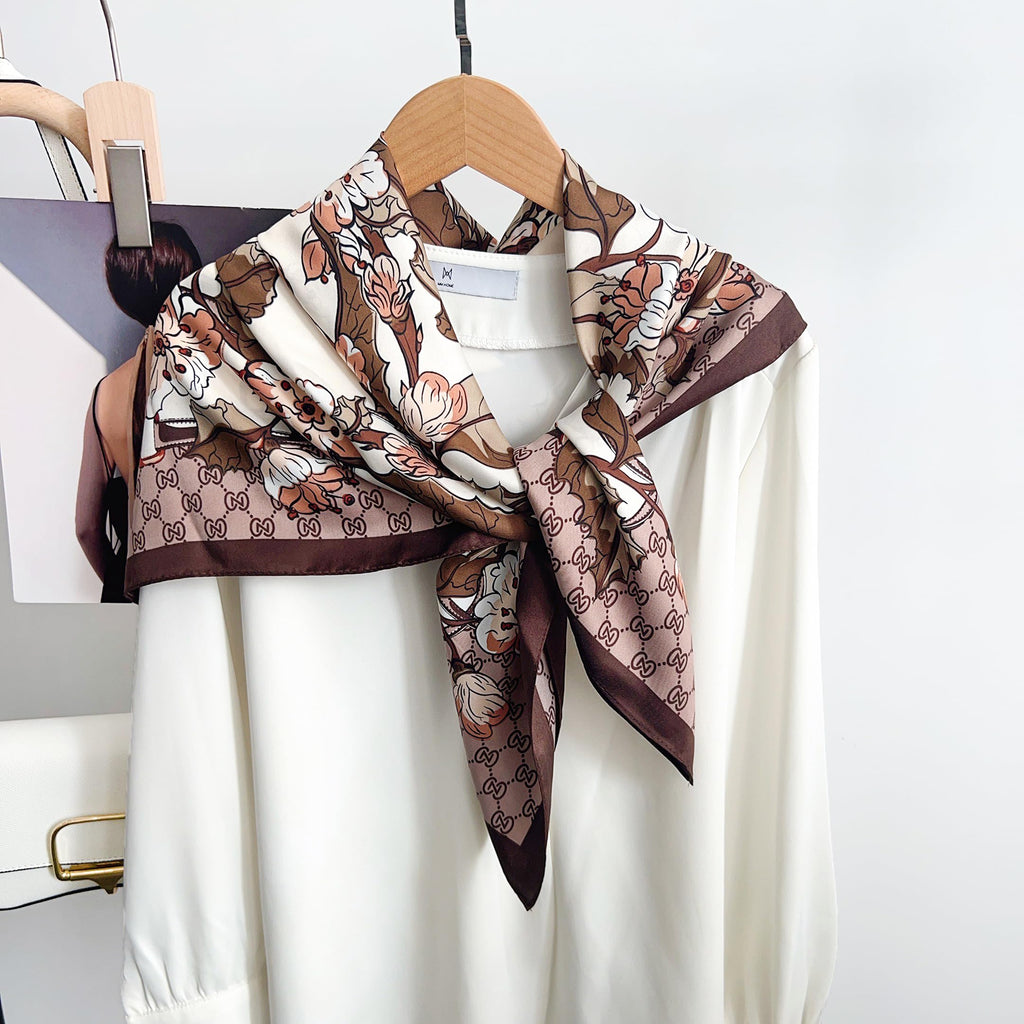 CrossKulture Printed Poly Silken feel Scarf Stole for Women | Stylish, Soft, & Lightweight | Satin Feel Neck, Hair & Head Scarf for Women | Square Silk Stole for Handbag (Colour62)