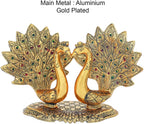 Prince Home Decor & Gifts Metal Handcrafted Pair of Kissing Duck Metal Decorative Showpiece Peacock Pair Decorative Showpiece(Aluminium, Gold)