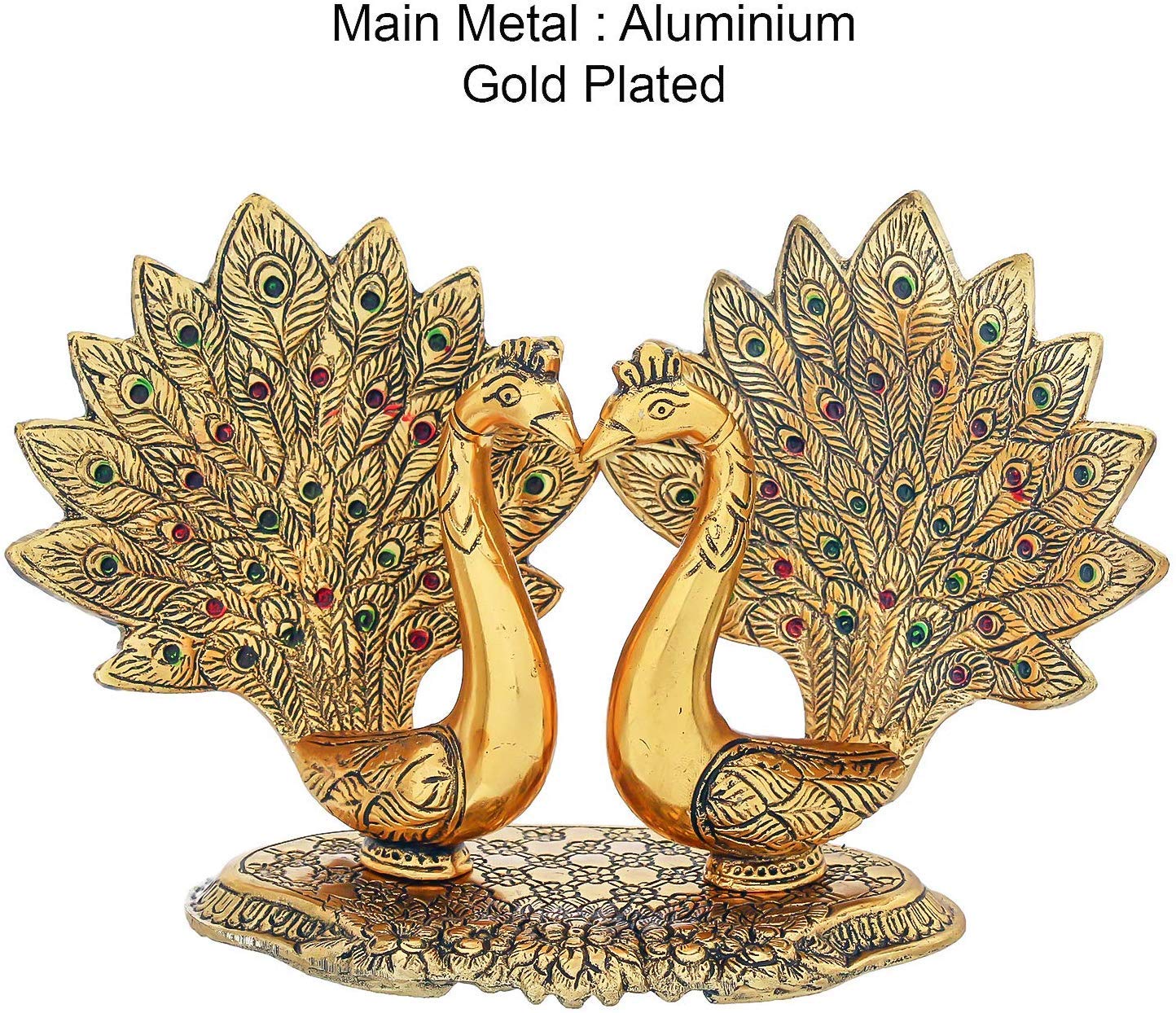 Prince Home Decor & Gifts Metal Handcrafted Pair of Kissing Duck Metal Decorative Showpiece Peacock Pair Decorative Showpiece(Aluminium, Gold)