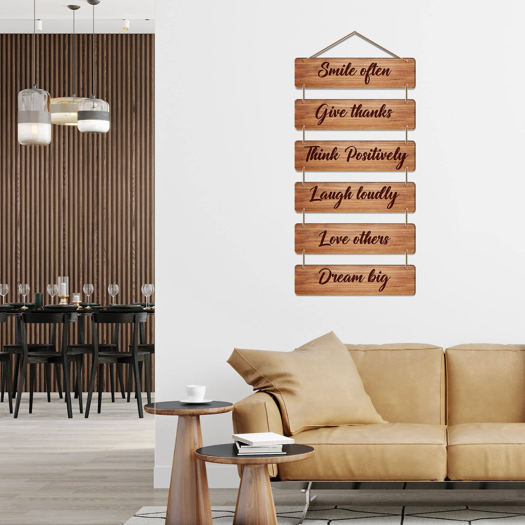 Artvibes Smile Often Give Thanks Designer Wall Hanging Wooden Art | Quotes Decor Item | Wall Illustrations | Office Decor | Wall Art Print | Inspirational Quotes | Gift Items (WH_3217N)