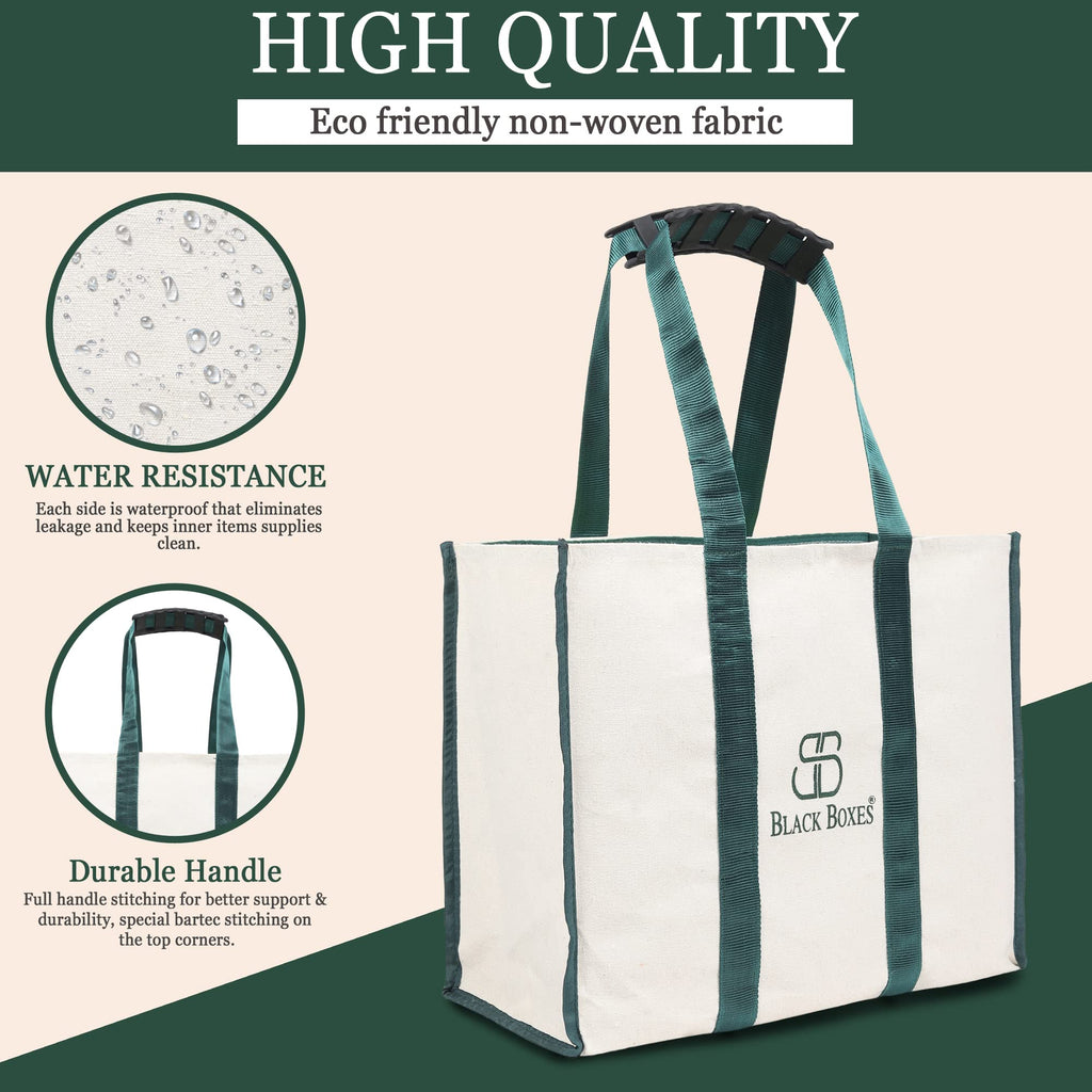 BLACKBOXES Big Eco Cotton Canvas Shopping Bags for Carry Milk Grocery Fruits Vegetable with Reinforced Handles jhola Bag - Kitchen Essential (Pack of 1)