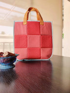 Shop Karishma Women's Reusable Shopping/Grocery Classic Tote Bag With Pocket Shoulder Cotton Handbag Travel Bag Multi-Purpose (Orange Checks)