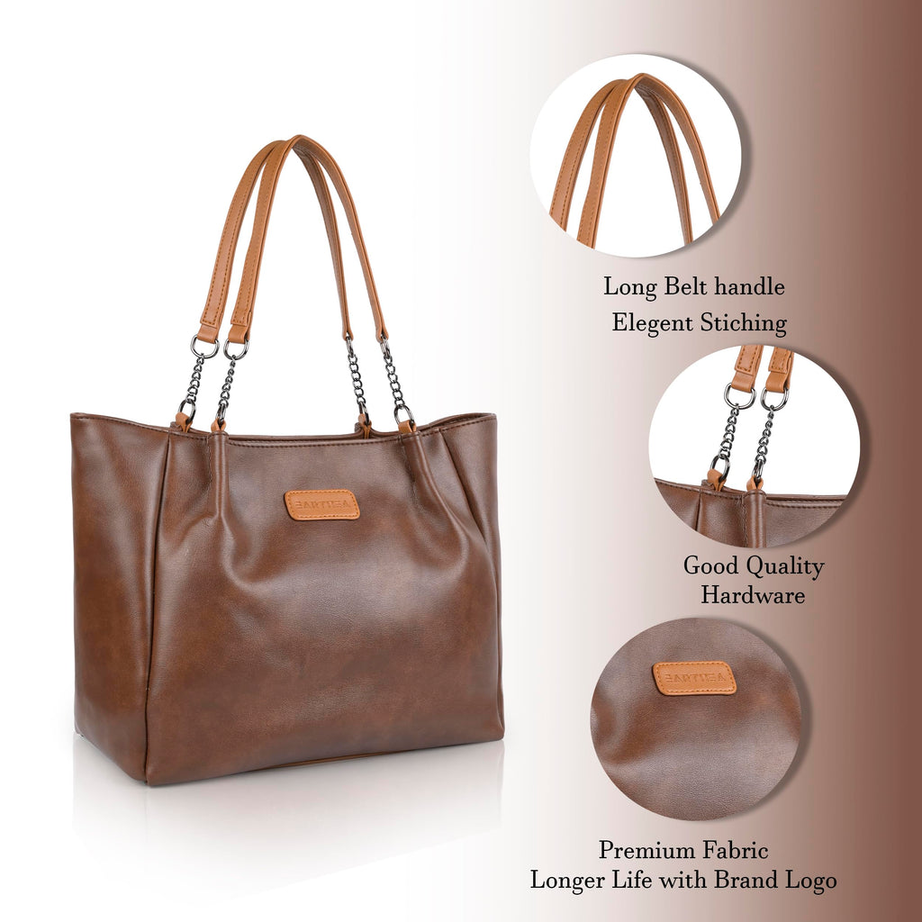 EARTHEA Tote Bag for Women | Large Faux Leather Handbag Fits 14 Inch Laptop | Stylish Shoulder Office Bag with Zipper | Spacious Work Tote for Daily Use, Travel & Shopping