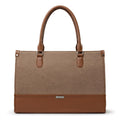 Siza Tote Bag for Women, Canvas Leather Office Handbag, Large Capacity Laptop Shoulder Bag with Detachable Strap for Work, College, Travel & Daily Use (Brown)