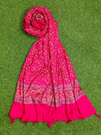 JAHAN TEXTILE rani Floral Printed Scarf for Women | Soft Lightweight Dupatta/Stole with Tassels | Elegant Ethnic & Casual Wear Wrap | Stylish Designer Shawl for All Seasons (Dark Pink)