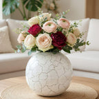 BEHOMA Metal Ball Round Metal Vase for, White