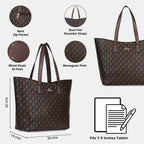Lavie Mono LL Harper Tote Bag For Women | Tote Handbag For Work | Ladies Purse | Stylish Shoulder Bag | Gift, Brown