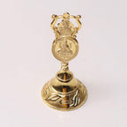 Kriday Kraft Antique Pooja Bells Metal Gold Kuber Ghanti, Hand Bell with Kuber Laxmi and Ganesh Embose for Pooja Mandir Handcrafted Puja Ghanti Home and Office Mandir Décor