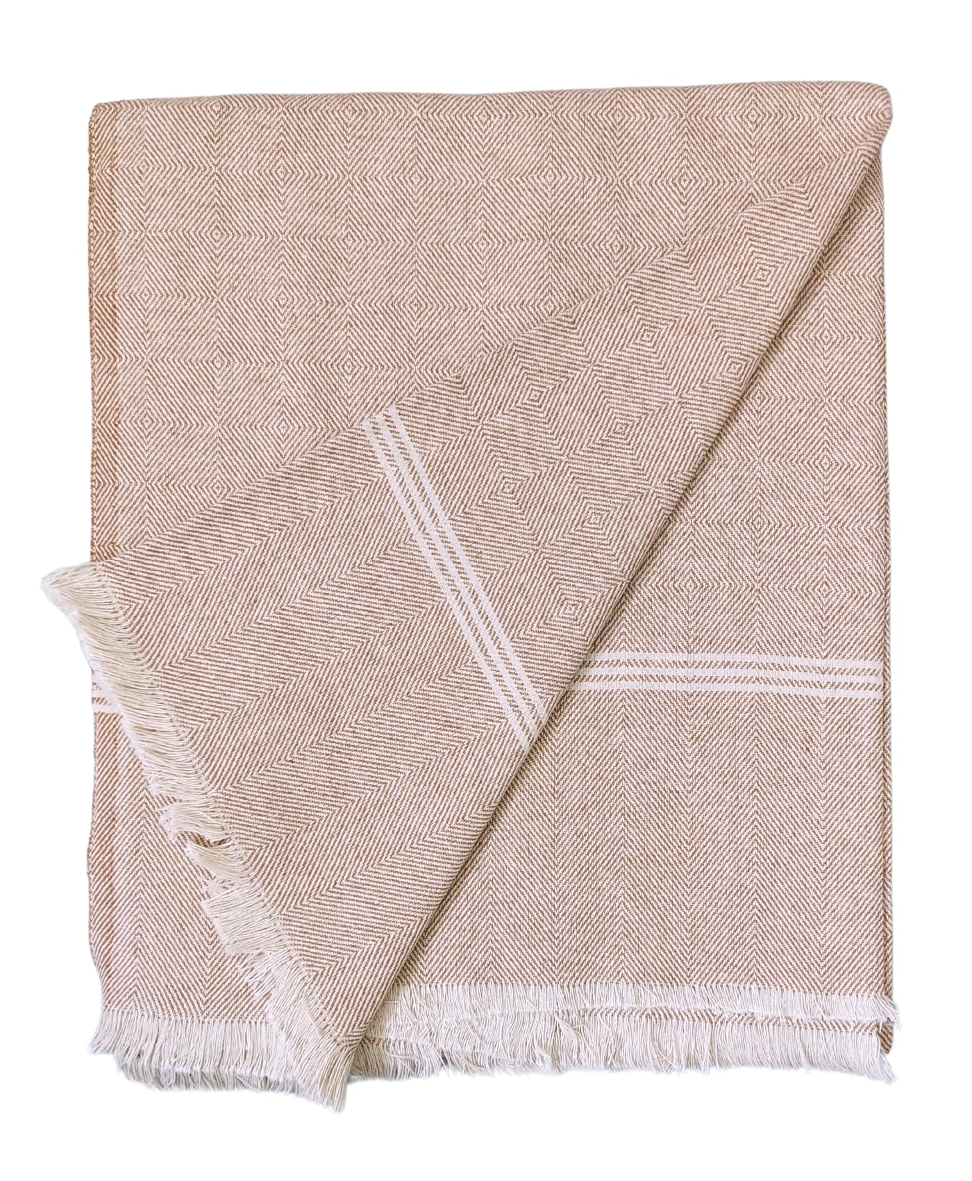 Arvore Bunkaar Plain Pure Handloom Khes - 100% Desi Thick And Heavy Cotton 100 TC Khes/Summer Blanket/Chadar/Yoga Blanket (Wavy Brown 2) Kafalo