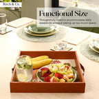 Birch & Co. Wooden Tray For Serving-Free 4 Coasters-12 In X 12 Inch-Serving Tray-Tray Set For Decoration-Round Shape Tea Trays-Big Coffee Tray-Premium Mdf Trey-Wooden Serving Trays-Resin Tray,Ancient