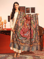 Pashmoda Women Daastaan Fine Wool Fabric Pashmina Kalamkari Embroidered Shawl (Size: 40x80in, 101x203cm) KAS15