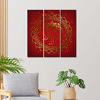 VIBECRAFTS 3 Pieces Beautiful Ganesha Face Canvas Wall Painting Fitted With Wooden Frame For Home | Office | Living Room | Gifts (PTVC3Pcs1_9563)