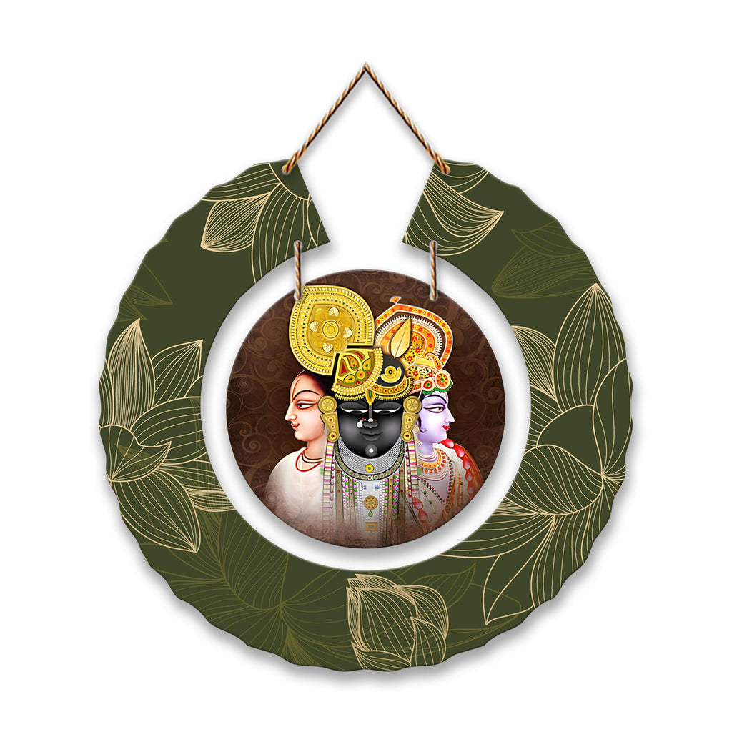 Artvibes Shrinath Ji Pichwai Art Round Shape MDF Wooden Wall Decor Items for Home Décor | Spiritual Decor Items | Wall Poster | Graphic Art| Stylish Modern Decor Item | Gift Items (WH_9806N)