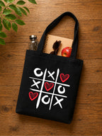 DOODLE Canvas Tote Bag for Women – Eco-Friendly Cute Heart Printed Reusable Shoulder Bag with Outer Zip & Inner Zip Pocket, Spacious Tote for Shopping, Office, College, Valentine Gift, Beach & Travel