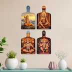 Artvibes Lord Shri Panchmukhi Hanumanji Sacred Art Designer Wooden Wall Hanging | Spiritual Decor Items | Wall Painting | Wall Poster| Stylish Modern Decor Item | Gift Items (WH_5638N), Set of 4