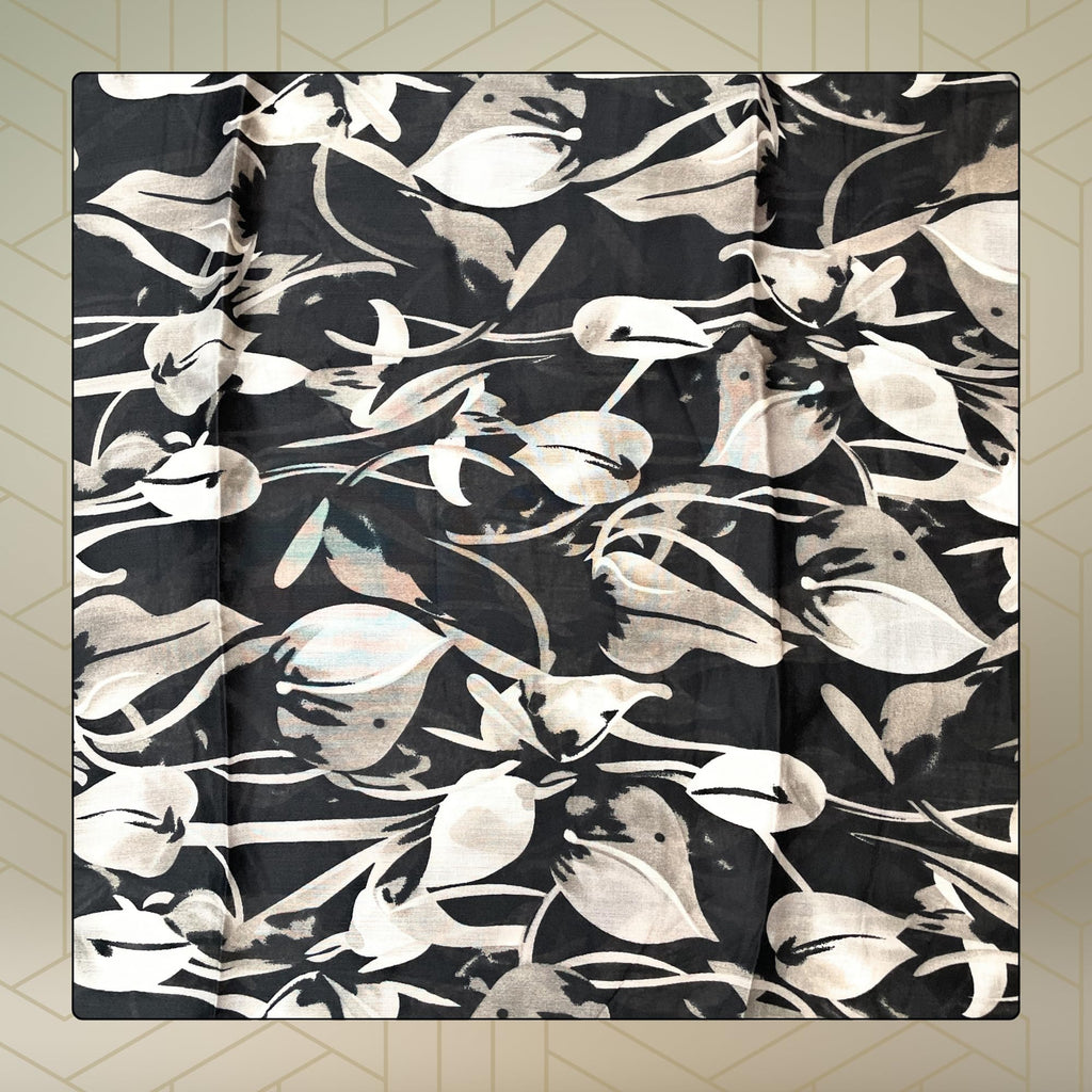 FAHABO Scarf for Women Stylish Print Viscose Cotton | Hijab Scarf | Stole | Soft, Lightweight, and Latest Scarves | 71 x 33 Inches (Blossom Black)