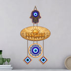 Artvibes Golden Seven Running Horses Evil Eye Wall Hanging for Home Decoration | Vastu Feng Shui Wealth Attraction Decor with Nazar Suraksha Protection for Living Room | Office | Gift Item (WH_85132N)