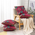 ishro home Premium Cushion Cover 18 inch x 18 inch | Luxury European Mosha Fabric | Love at First Sight Designs | Hidden Zipper | Machine Washable, Non- Fading | (4, Ruby Palace, 18 x 18 Inches)