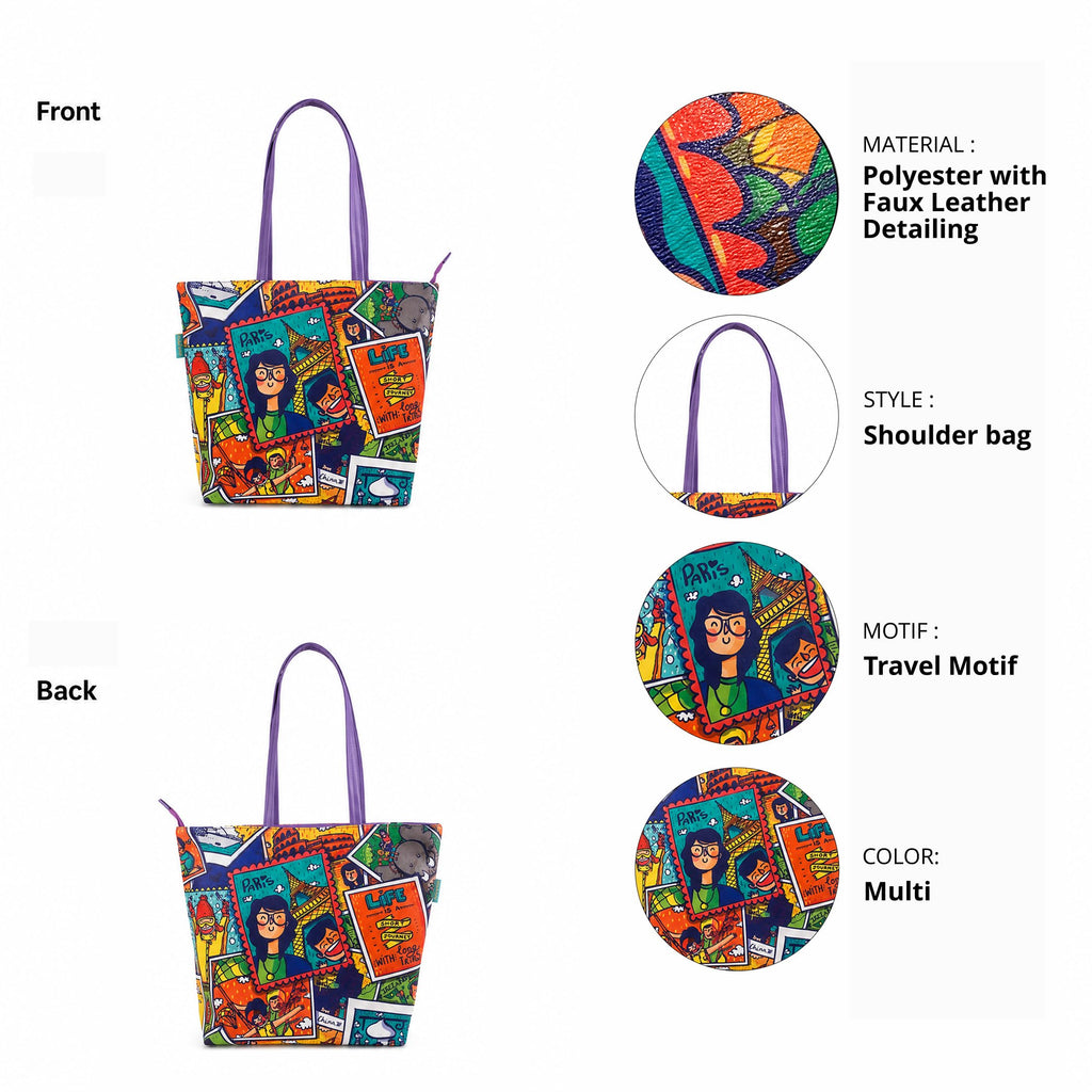 Chumbak Teal Live To Travel Tote Bag - Multicolour