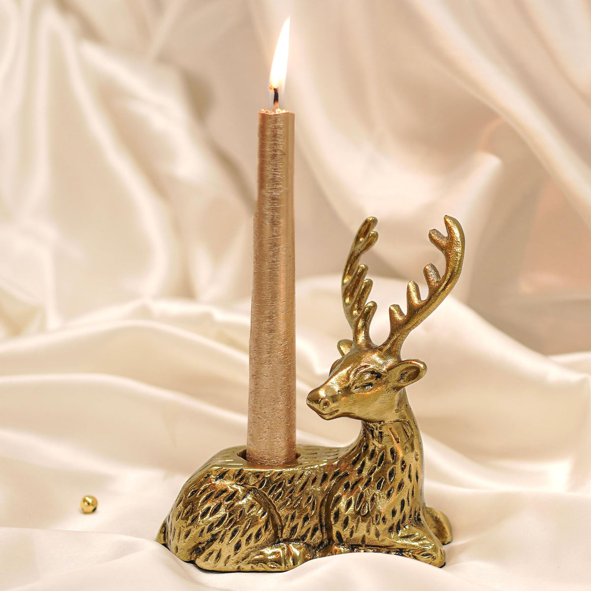 BEHOMA Reindeer Figurine Candle Holder for Home, Antique Gold