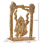 KridayKraft Metal Gold Plated Radha Krishna Idol on Swing Jhula Decorative Showpiece Figurine Religious Idols for Home Office Statue Murti for Decoration & Pooja Gifting Purpose Sculpture