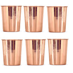 Adoko Pure Copper Tumbler 300ml 6Pcs Set | Handmade Ayurvedic Water Glass | Traditional Copper Drinking Cup for Home Kitchen | Premium Serving Utensil