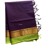 DHIHA Chettinad Cotton Saree for Women | Pure Kanchi Cotton Double Border Saree with Running Blouse | Zari Big Border & Tassels | Handloom Weave (Coffee Brown Trisha Inspired)