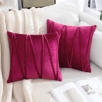 Khooti Velvet Striped Cushion Cover Pack of 1-34 x 34 / 86 x 86 cm | Pink | Soft Pillow Covers Cushion Case for Sofa Bedroom Livingroom Chair Car, Cushion Cover with Zig Zag Pattern