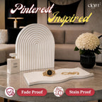 Clover Home Ribbed Decorative Tray Set | 10 inch Wavy and 9 inch Arch Tray | Aesthetic Showpiece for Room Decor | Large Vanity & Trinket Tray, Shelf Decor | Pinterest Inspired Home Decor Gift (White)