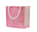 JUTEKA Multicolor Jute Bag for Shopping, Lunch, Tiffin, Grocery with Zip Closure and Padded Cotton Handles… (Pink)