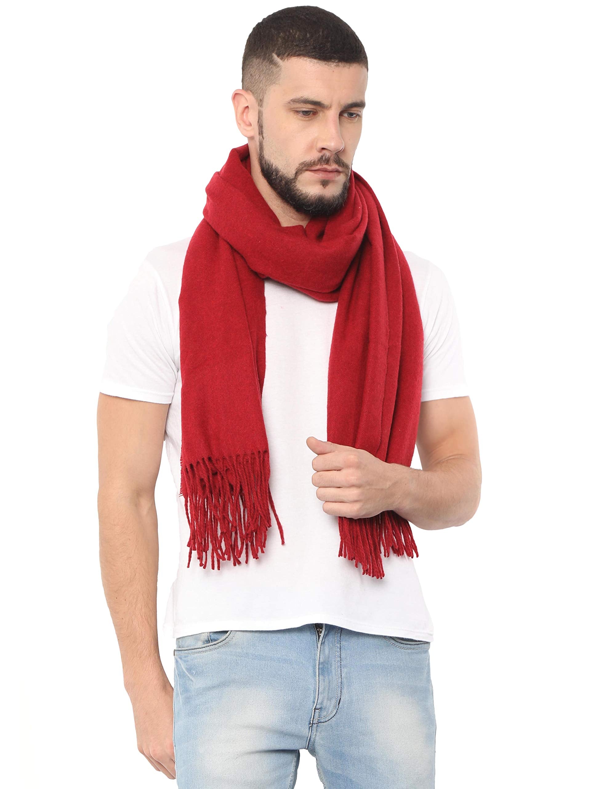 FabSeasons Solid Woolen Winter cashmere Scarf, Scarves, Stoles and Shawl, Size - 70 * 190 cms