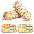 GLUN® Pack of 6 Multicolour Flower Printed Round Bolster Pillow Covers, Size 16 inch x 30 inch (40 x 75 cm, Cream) Printed Polyester Silk Fabric for Living Room or Bedroom, Stylish & Modern Covers