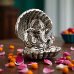 KridayKraft Silver Plated Ganesha ji in Sheep for Pooja Room Showpiece for Home,Office & Table,Religious Idol,Showpiece Figurines for Car Dashboard,Showpiece Decorative Gift Article...