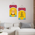 Artvibes Shri Ganesh Mantra Printed MDF Wooden Wall Hanging For Home | Spiritual Decor Items | Handcrafted Art | Wall Poster | Artwork| Stylish Modern Decor Item | Gift Items (WH_9218N), Set of 2