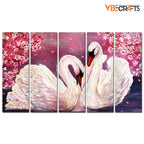 VIBECRAFTS Beautiful Swans 5 Pieces Canvas Wall Painting For Home | Office | Living Room | Gift (PTVC5Pcs4_8514)