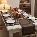 YELONA Dining Table Placemats and Runner Set - Heat Resistant, Washable, Stain Resistant Mats - Woven Vinyl Plastic - Easy to Clean-(45x30 cm 6 Placemats, 180x30 cm 1 Runner)-Ideal for Stylish Dining Kafalo