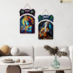 Artvibes Shri Krishna Wall Hanging Home Decorative Wall Art for Living room | Spiritual Decor Items | Wall Poster | Artwork| Stylish Modern Decor Item | Gift Items (WH_9209N), Set of 2