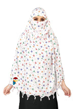 PRACHARAN Cotton Innovative Stylish Colorful Leaf Printed Pattern Fancy Scarf With Sun Protection Cover Face Cotton Driving Scarf For Women's And Girls For Female, White