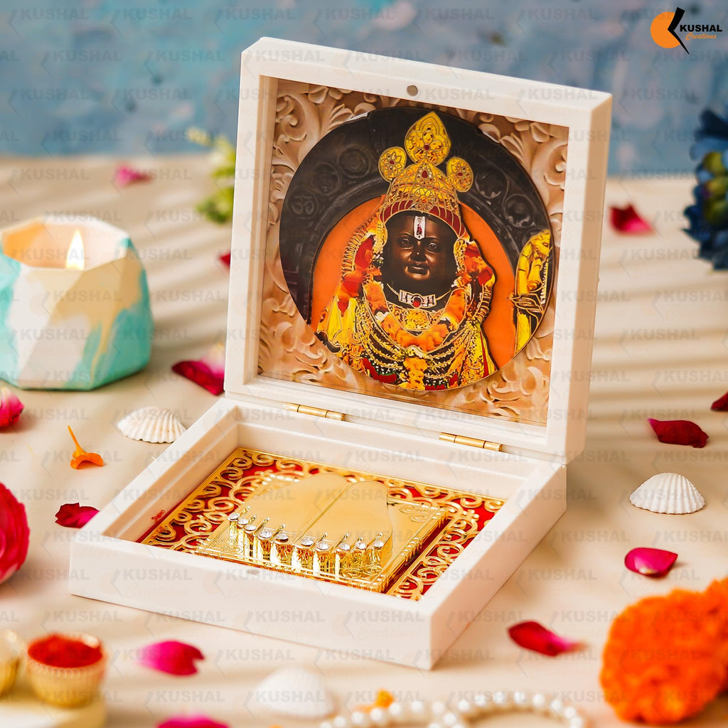 KUSHAL CREATIONS Charan Paduka Box | Religious Box | Pocket Temple (Ram Lala w)